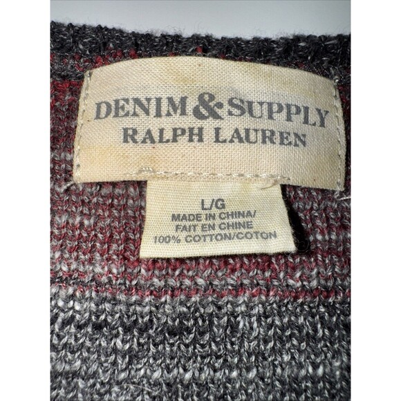 Ralph Lauren Denim And Supply Size L Sweater Women Aztec Southwestern Gray Red - Picture 4 of 7